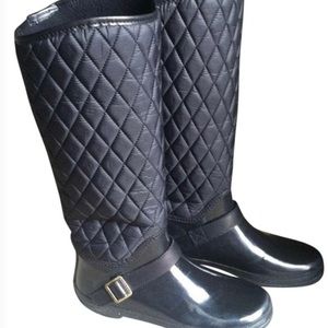 BLACK SPERRY QUILTED RAIN BOOTS